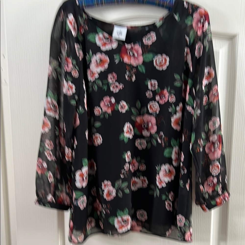 Floral Black Sheer Top